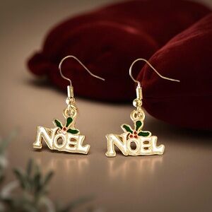 ⭐️ 5 for $25 Holiday Festive Christmas NOEL Earrings Gold Tone
